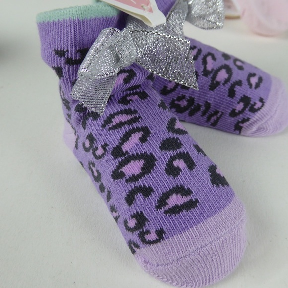 Baby Dumpling Bow Leopard Infant Socks Bundle NWT - Picture 9 of 10